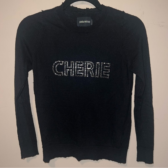 Zadig & Voltaire Cashmere Long Sleeve Sweater with Cherie Logo women’s - Picture 7 of 12